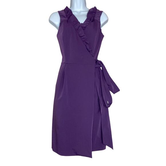 Diane Von Furstenberg Wrap Dress Size 4 DVF Hampton Sleeveless Ruffle V Neckline - Picture 1 of 16